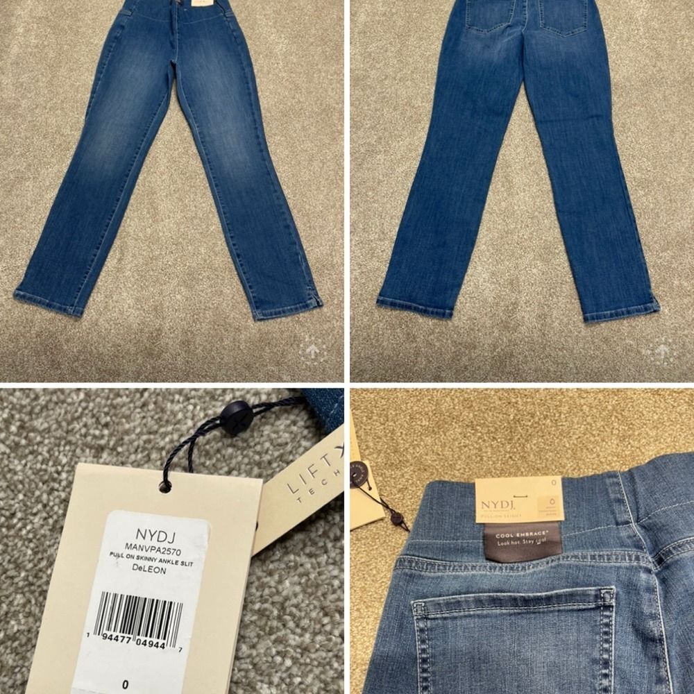 NYDJ womens pullon skinny cool embrace jeans sz 0 dark wash stretch denim